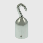 Ändbeslag med krok i blank krom