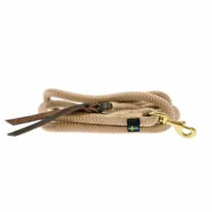 Lead rope Elegance with brass snap hook beige with leather detail
