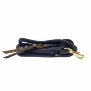 Lead rope Elegance with brass snap hook blue with leather detail