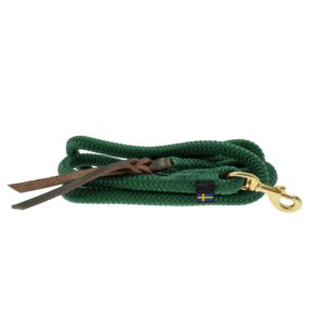 Lead rope Elegance with brass snap hook dark green with leather detail