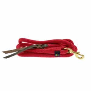 Lead rope Elegance with brass snap hook red with leather detail