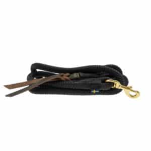 Lead rope Elegance with brass snap hook black with leather detail