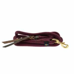 Lead rope Elegance with brass snap hook burgundy with leather detail