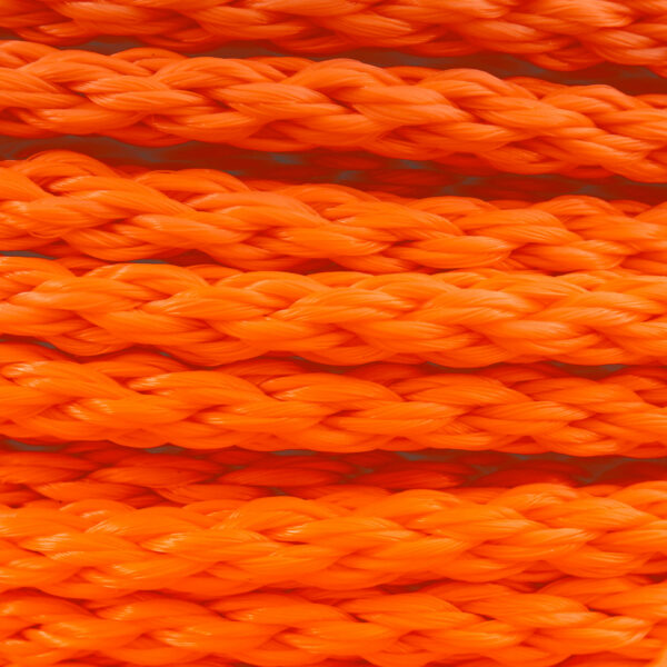Polyetenlina lösflätad orange närbild PolyRopes