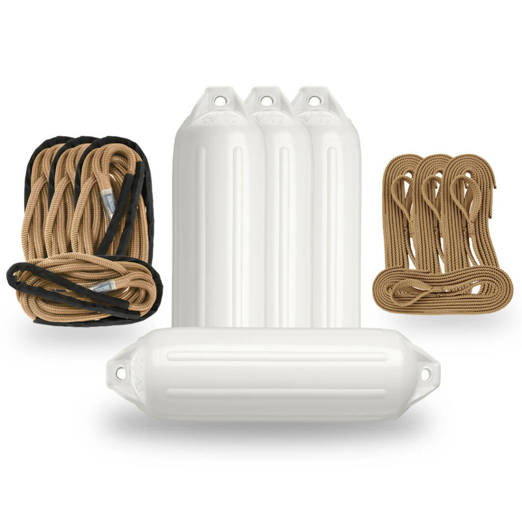 Docking bundle beige lines and white fenders