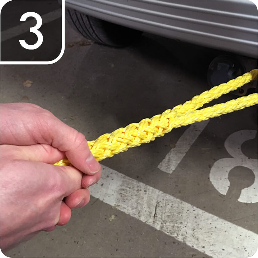 Bogserlina gul med friktionslås splitsinstruktion 3 av 3